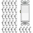 [30 Pack] BESTTEN 3-Way Decorator Wall Light Switch, 15A/120V, Paddle Wall Switch, On/Off Rocker Interrupter, ETL Listed,White