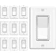 [10 Pack] BESTTEN 3-Way Decorator Wall Light Switch with Wallplate, 15A 120V, On/Off Paddle Rocker Interrupter, UL Listed, White