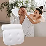 JACARANDA Bathtub Pillow, 2 Panel Bath Pillows for Tub, Bath Tub Pillow Headrest Fits Hot Tub Home Spa , 3D Air Mesh Breathable, 4 Powerful Suction Cups, Large Size, White