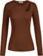 GRACE KARIN Women's Long Sleeve Crew Neck Cutout Top Sexy Trendy Slim Fit Ribbed Knit Pullover Sweater Tops