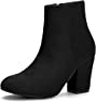 Allegra K Women's Round Toe Side Zip Chunky Heel Ankle Boots