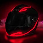 ZUOYOUZ Motorcycle Helmet Light, 3 Modes Driving EL Light Strips, LED Signal Helmet Light Strip Decoration Kit for Motorcycle (Red Battery Styles)