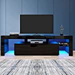 TV Stand with Led Lights for 60/65/70 Inch TV, Modern Entertainment Center Media Console with 2 Storage Drawers, APP Control High Gloss TV Cabinet with 29 Scene Modes for Living Room Bedroom