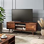 WLIVE Mid-Century Modern TV Stand for 55/60 inch TV, Media Console, Entertainment Center with Storage Cabinet for Living Room, Rustic Brown