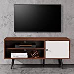 Amerlife TV Stand 43 Inch Mid-Century Wood Modern Entertainment Center Adjustable Storage Cabinet Media Console for Living Room Suitable for TV 32&quot; to 55&quot;, White &amp; Walnut