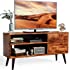 TV Console Table with Storage for TV up to 55 in, Retro TV Stand for Media Cable Box Gaming Consoles, Mid Century Modern TV S