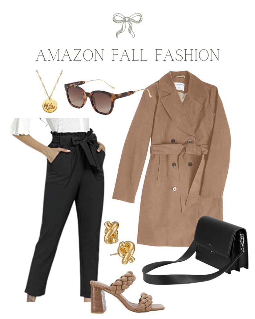 fall outfits, fall aesthetic, preppy, winter fashion, fashion, autumn, holiday outfits, sunglasses, shoes, purse, neutral outfit, family photo outfit ideas, womens fashion, black purse, leather purse, fall coat, trousers, work outfit
