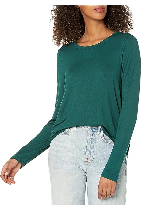 Women's Luxe Long Sleeve Crew Neck Tee T-Shirt