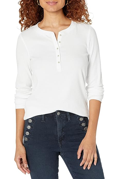 Women's Ribbed Long Sleeve Henley Top Shirt