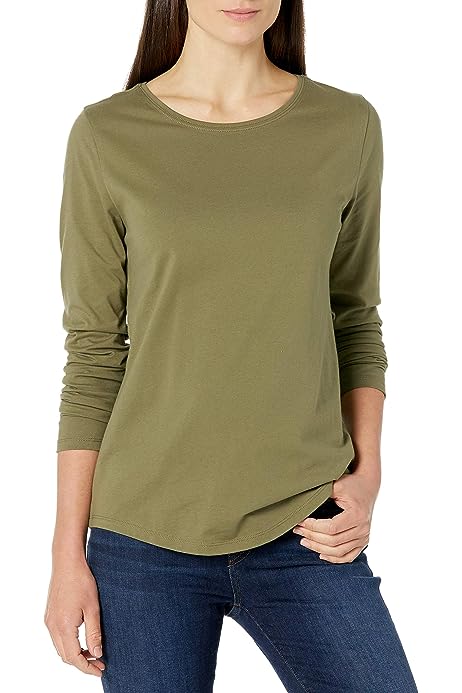 Women's Classic-Fit 100% Cotton Long-Sleeve Crewneck T-Shirt