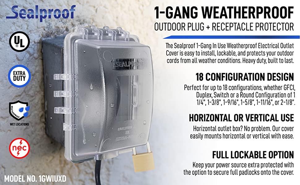 Sealproof 1-Gang Weatherproof In Use Outlet Cover 
