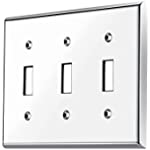 Suluor Silver Mirrored Chrome Switch Wall Plate Decorative Light Switch Cover Polycarbonate Thermoplastic Triple Rocker Outlet Covers Light Switch