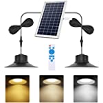 Solar Lights Outdoor, NIORSUN LED Solar Pendant Lights 5000K|4000K|3000K| Dimmable Lighting with Remote Control, 2x16.4ft Cable IP65 Waterproof for Indoor, Garden, Patio, Garage, Camp(2 Pack)
