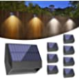 BRIDIKA Solar Fence Lights LED Solar Wall Lights Outdoor IP65 Waterproof 2 Lighting Modes for Backyard Garden Garage and Pathway (Warm and Cool Light, 8 Packs)