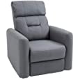 HOMCOM Manual Recliner Swivel Rocker Chair Theater Chair Single Sofa with Linen Fabric for Living Room Bedroom, Grey