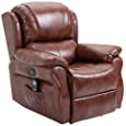 HOMCOM Power Massage Recliner Chair with Heat and Remote Control, 8 Massaging Points, PU Leather - Brown