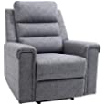 HOMCOM Modern Recliner Chair Linen Fabric Single Sofa Home Theater Seating with Overstuffed Armrest and Back, Grey