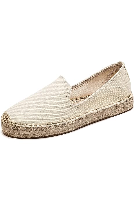 Women's Classic Slip on Flat Shoes Casual Cap-Toe Platform Simple Espadrille Canvas Loafers