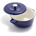 Merten &amp; Storck German Enameled Iron, Lightweight Round 5.3QT Dutch Oven Pot with Lid, Cobalt Blue