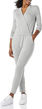 Amazon Essentials Women's Supersoft Terry Long-Sleeve V-Neck Wrap Jumpsuit (Previously Daily Ritual)