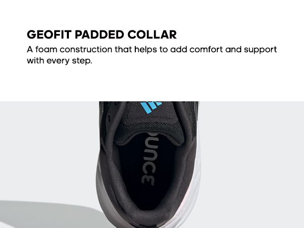 adidas Questar shoes and text: Geofit Padded Collar