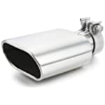 Rectangle Exhaust Tip 2.5&quot; Inlet, A-KARCK Polished Square Exhaust Tailpipe Tip 3&quot; x 5.5&quot; Outlet 9.5&quot; Long, Clamp on Design Easy Installation