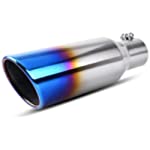 AUTOSAVER88 2.5 Inch Inlet Blue Burnt Exhaust Tip, 2.5&quot; Inlet 4&quot; Outlet 12&quot; Overall Length Stainless Steel Exhaust Tips Chrome-Plated Finish Tailpipe
