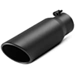 A-KARCK Exhaust Tip 3 Inch Inlet, 3&quot; Inlet 4&quot; Outlet 12&quot; Long Black Coated Finish Muffler Tip For Truck Tailpipe, Stainless Steel Rolled Edge