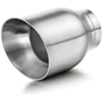 A-KARCK Exhaust Tip 2.5 Inch Inlet, Muffler Tip 2.5&quot; Inlet 4&quot; Outlet 5&quot; Long Dual Wall For Car Tailpipe, Stainless Steel Polished Weld On