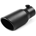 A-KARCK Exhaust Tip 3.5 Inch Inlet, 3.5&quot; Inlet 5&quot; Outlet 12&quot; Long Black Coated Finish Muffler Tip For Truck Tailpipe, Stainless Steel Rolled Edge