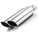 2.5&quot; Inlet Exhaust Tip 2Pcs, A-KARCK Polished Exhaust Tailpipe Tip 2.5&quot; Inlet 4&quot; Outlet 18&quot; Long Weld On Stainless Steel Protect Tailpipe