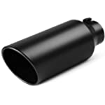 Exhaust Tip 4&quot; Inlet to 7&quot; Outlet, A-KARCK 4&quot; Inlet 18&quot; Long Exhaust Tailpipe Tip Black Coating Stainless Steel Bolt On Design