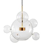 KCO Lighting Modern Bubble Chandelier with Ball Glass Simple Adjustable Ceiling Light Fixture with Clear Globe Modern Luxury Pendant Lamp for Dining Room Living Room Restaurant