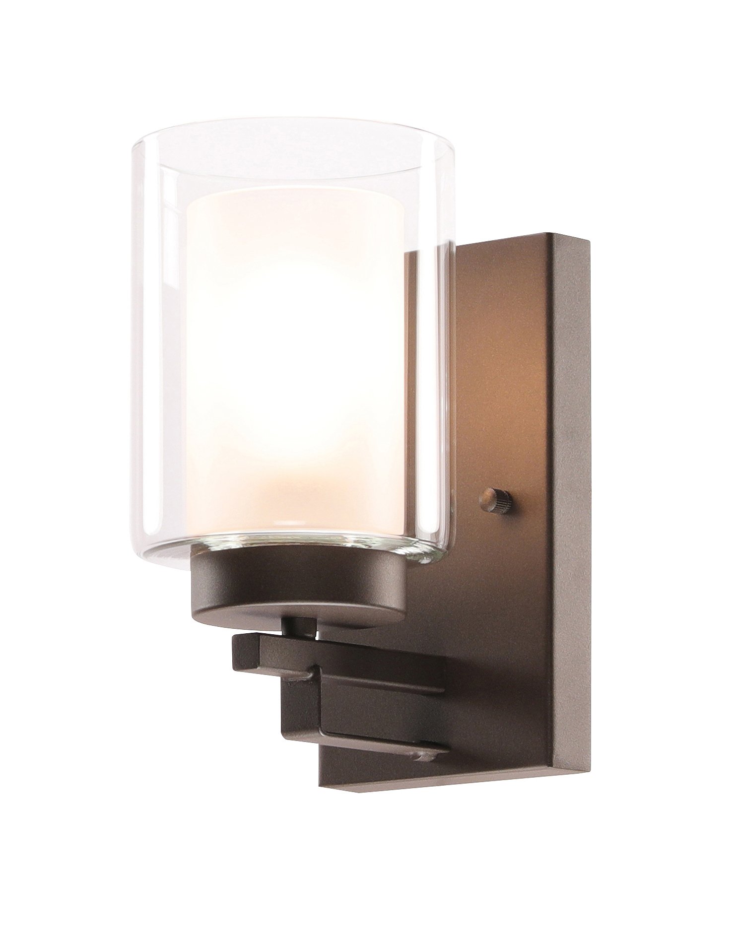 Wall Light 1 Light Bathroom Vanity Lighting with Dual Glass Shade in Dark Bronze Indoor Wall Mount Light XiNBEi-Lighting XB-W1195-1-DB