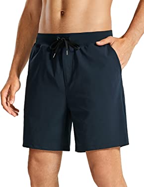 CRZ YOGA Men's Four-Way Stretch Travel Workout Shorts - 7'' Athletic Gym Casual Traning Golf Shorts