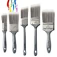Magimate Paint Brushes Set, Angled Sash Stain Brushes, Flat Paint Brushes, for Walls, Arts and Home Improvement, Assorted Sizes (5-Pack)