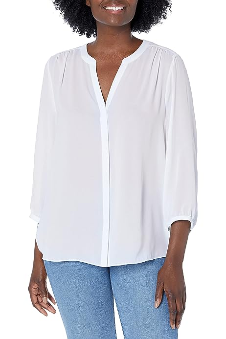 Women’s Three-Quarter Sleeve Pintuck Blouse | Classic Lightweight Top