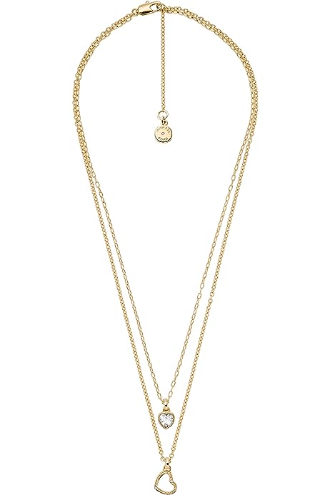 Women's Stainless Steel Layered Necklace with Crystal Accents