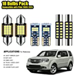 YESCHE 18-pack Luxury Interior Light LED Bulb Kit Compatible with Honda Pilot 2009-2015 2nd Gen Inside Sun Visor Light Map Dome Trunk License Plate Light Replacement Package Super Bright White