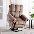 Bonzy Home Massage Power Lift Reclining Chairs with Vibration Heating, Overstuffed Padding and Heavy Duty Lift Chairs, Large Recliner Chairs for Living Room (Light Brown)