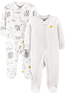 Unisex Babies'' 2-Way Zip Thermal Footed Sleep and Play, Pack of 2