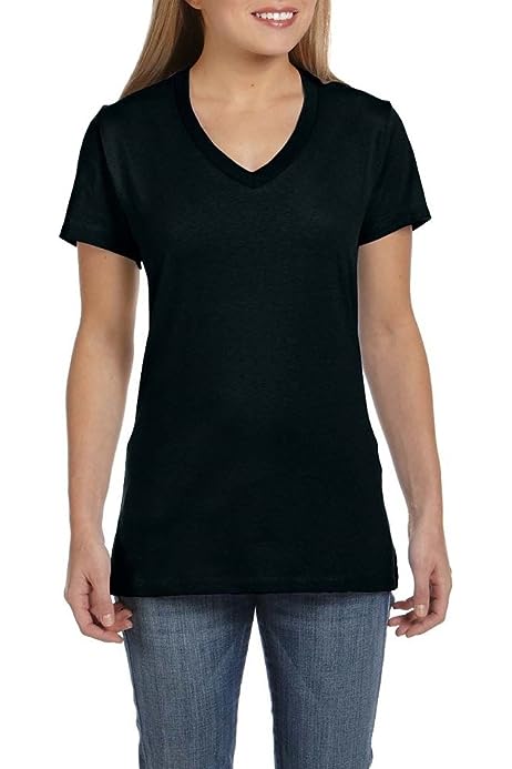 Womens Perfect-t V-Neck T-Shirt, Ring-Spun Cotton Short Sleeve Tee for Women