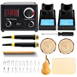 Viiart Upgraded Wood Burning Kit Temperature Adjustable Pyrography Machine 110V 60W Digital Wood Burner with 20PCS Pyrography Wire Tips for Wood, Leather, Gourd
