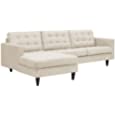 Modway Empress Mid-Century Modern Upholstered Fabric Left-Arm Facing Sectional Sofa in Beige