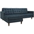 Modway Empress Mid-Century Modern Upholstered Fabric Left-Arm Facing Sectional Sofa in Azure