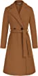 GRACE KARIN Women's Notched Lapel Double Breasted Pea Coat Mid-Long Wool Blend Over Coats with Belt