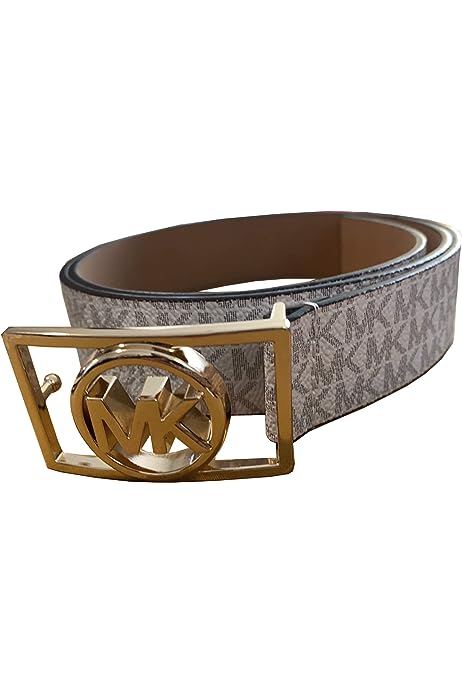 Women's Rectangle MK Gold Tone Buckle Belt