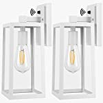 Dusk to Dawn Outdoor Lighting Fixtures Wall Mount, Sensor Exterior Wall Lights for House, Anti Rust Porch Light, White Sconce Lamp, Waterproof Wall Lantern for Doorway, Garage, 2-Pack (Bulb Included)