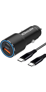 USB C Car Charger 38W PD&amp;amp;QC 3.0 and 6ft USB C to USB C Cable