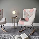 BELLEZE Colorful Unique Patchwork Rocking Chair Linen Upholstered Multicolored Accent Furniture with Solid Wood Legs, Living Room Bedroom Nursery - Paramount (Patchwork B)